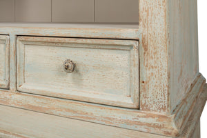 Sarreid Angelique Bookcase - Stylish Reclaimed Pine Design With 8 Adjustable Shelves In Antique Blue Wash Finish Beige  40368