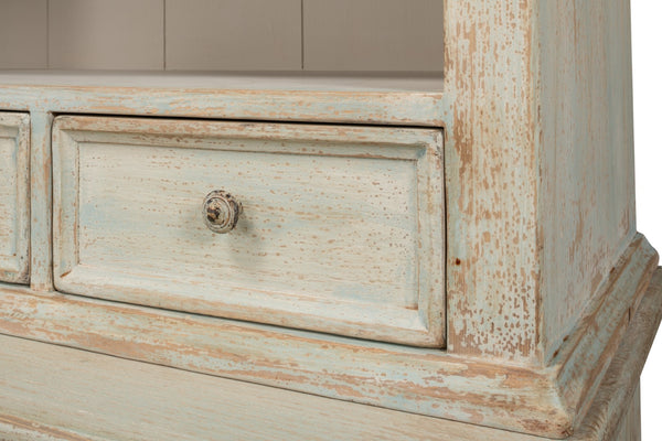 Sarreid Angelique Bookcase - Stylish Reclaimed Pine Design With 8 Adjustable Shelves In Antique Blue Wash Finish Beige  40368