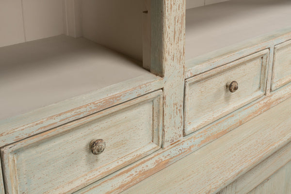 Sarreid Angelique Bookcase - Stylish Reclaimed Pine Design With 8 Adjustable Shelves In Antique Blue Wash Finish Beige  40368