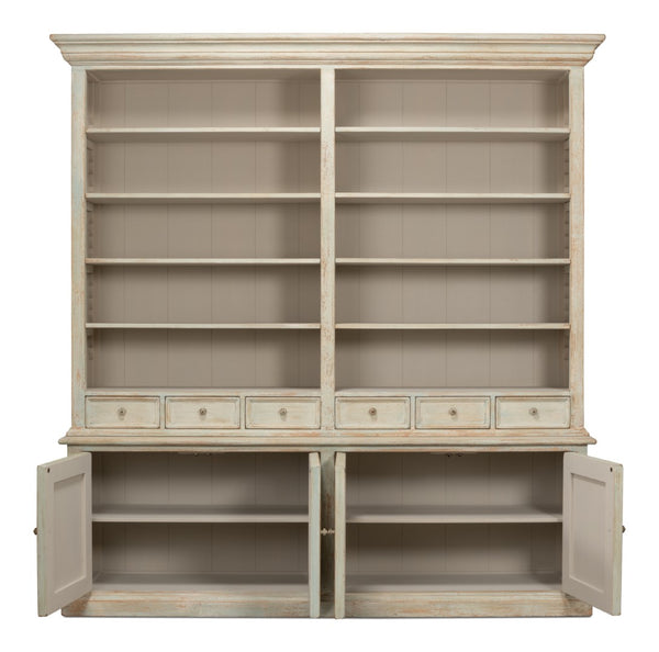 Sarreid Angelique Bookcase - Stylish Reclaimed Pine Design With 8 Adjustable Shelves In Antique Blue Wash Finish Beige  40368