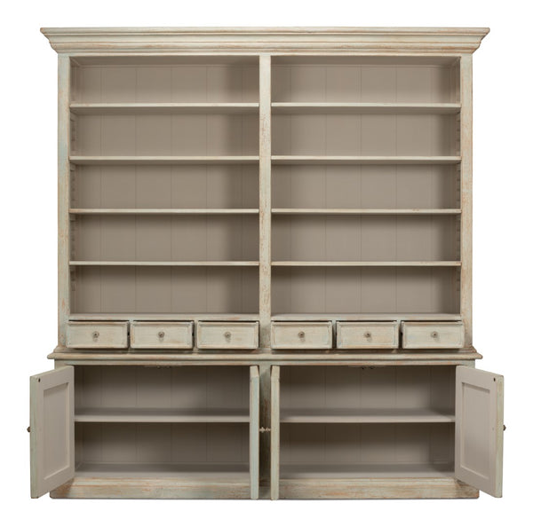 Sarreid Angelique Bookcase - Stylish Reclaimed Pine Design With 8 Adjustable Shelves In Antique Blue Wash Finish Beige  40368