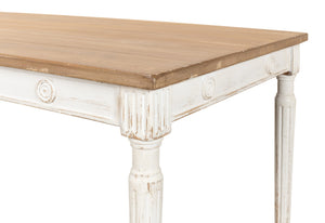 Sarreid Lady's Dining Table - Elegant Pine Design For Stylish Dining, Perfect For Modern Homes And Gatherings White  40369
