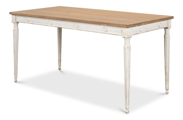 Sarreid Lady's Dining Table - Elegant Pine Design For Stylish Dining, Perfect For Modern Homes And Gatherings White  40369