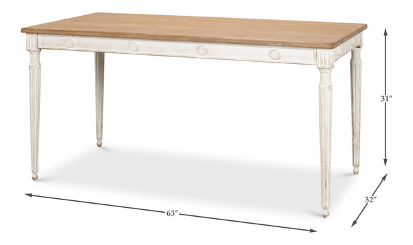 Sarreid Lady's Dining Table - Elegant Pine Design For Stylish Dining, Perfect For Modern Homes And Gatherings White  40369