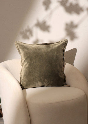 English Elm Stonewashed Cotton Velvet Throw Pillow - Hand-Stitched Edges, Plush Luxury Accent For Any Space B346P321286-GIGA