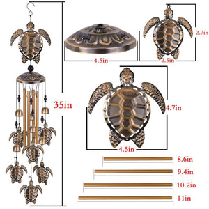 English Elm Outdoor Sea Turtle Bronze Metal Wind Chimes Rust Resistant Patio Garden Decor W2181P483680