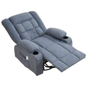 English Elm Kneading Massage Rocker Recliner with 4‑Point 3D Kneading, Heat, USB Port, Cup Holders & Swivel Comfort Blue W1521P390947