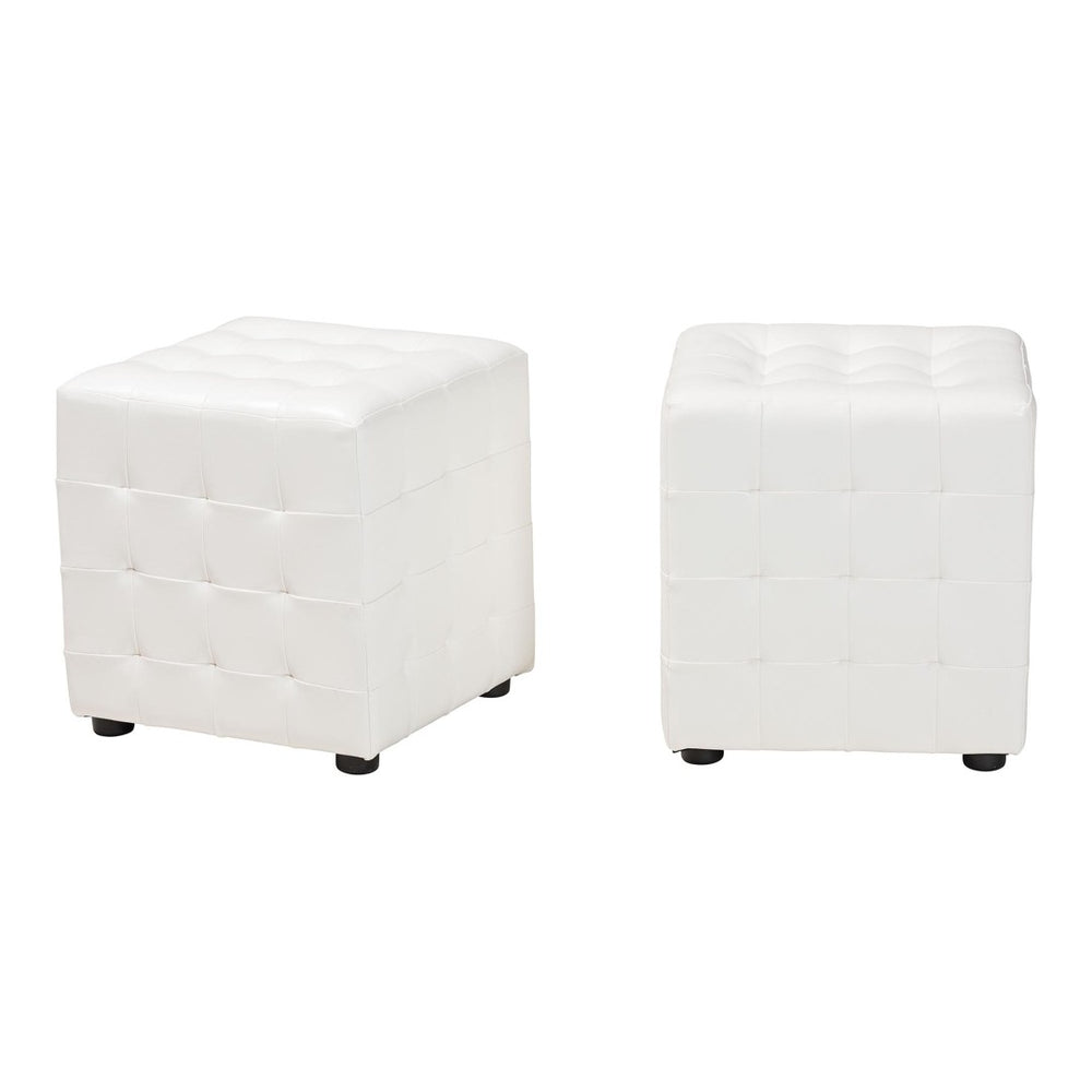 Baxton Studio Baxton Studio Modern Cube Ottoman Set of 2 – Stylish, Lightweight Footrest with Tufted Design White BH-5589-WHITE-OTTO