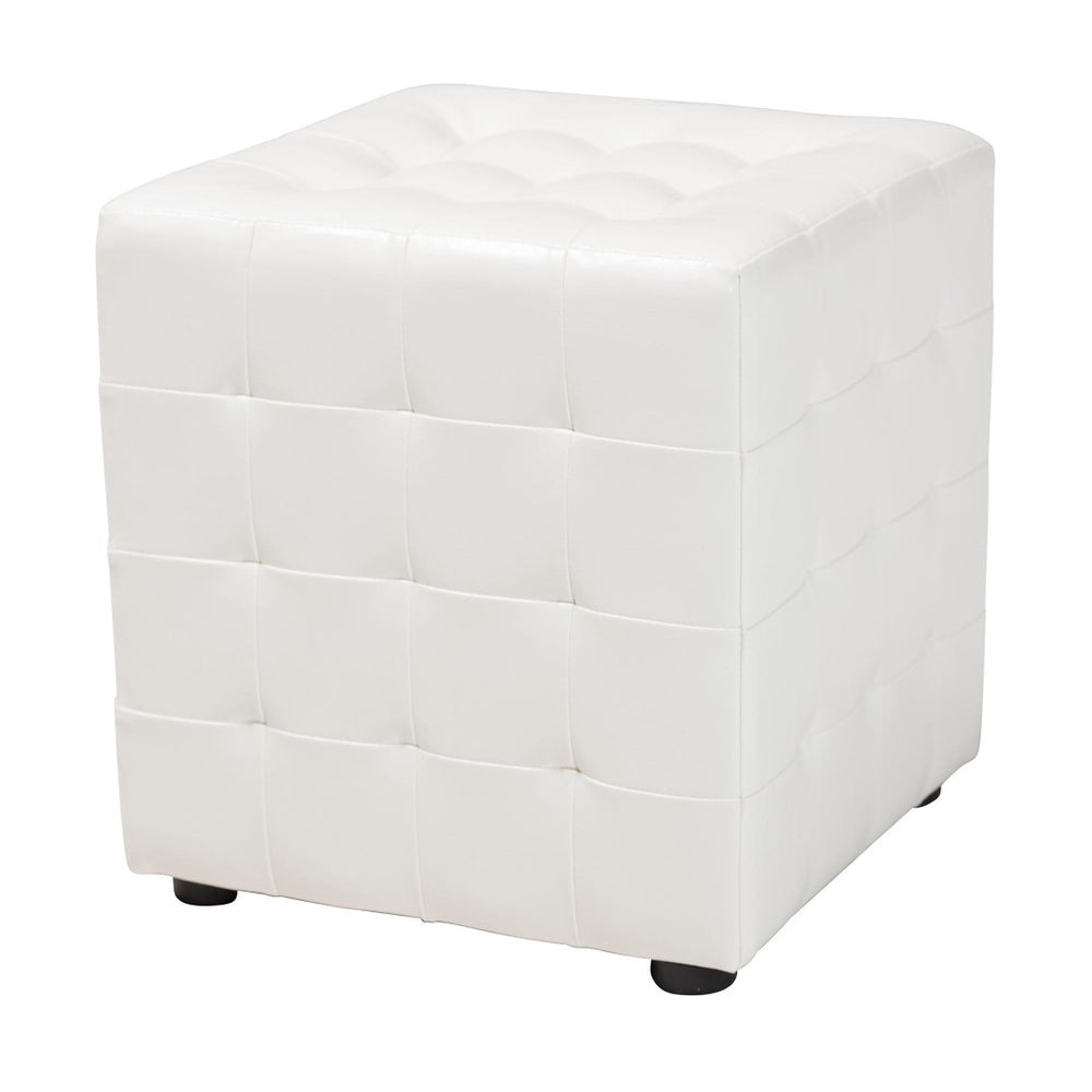Baxton Studio Baxton Studio Modern Cube Ottoman Set of 2 – Stylish, Lightweight Footrest with Tufted Design White BH-5589-WHITE-OTTO