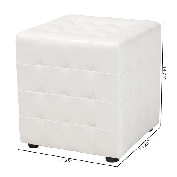 Baxton Studio Baxton Studio Modern Cube Ottoman Set of 2 – Stylish, Lightweight Footrest with Tufted Design White BH-5589-WHITE-OTTO