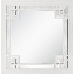 Homeroots 39" White Square Accent Wood Mirror  Glass 403715