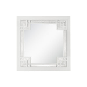 HomeRoots 39" White Square Accent Wood Mirror - Modern Framed Design for Brightening Any Room Aesthetic 403715