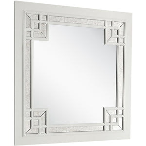 Homeroots 39" White Square Accent Wood Mirror  Glass 403715