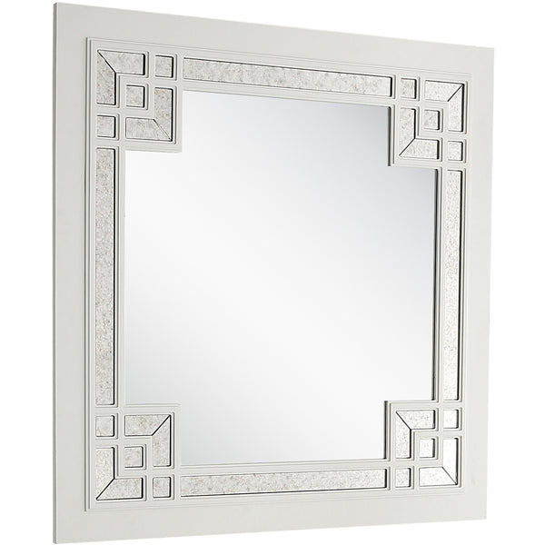 Homeroots 39" White Square Accent Wood Mirror  Glass 403715