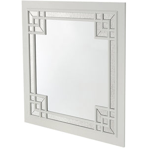 Homeroots 39" White Square Accent Wood Mirror  Glass 403715