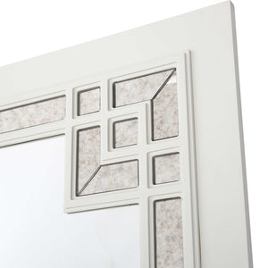 Homeroots 39" White Square Accent Wood Mirror  Glass 403715