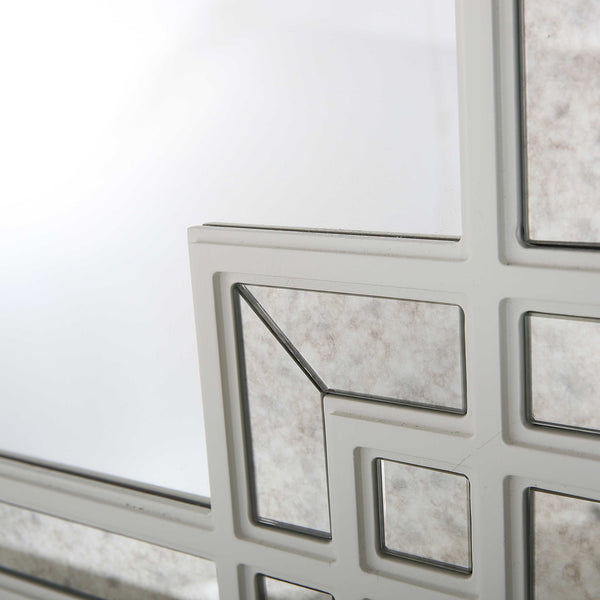 Homeroots 39" White Square Accent Wood Mirror  Glass 403715