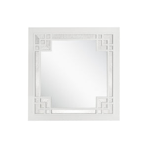 HomeRoots 39" White Square Accent Wood Mirror - Modern Framed Design for Brightening Any Room Aesthetic 403715