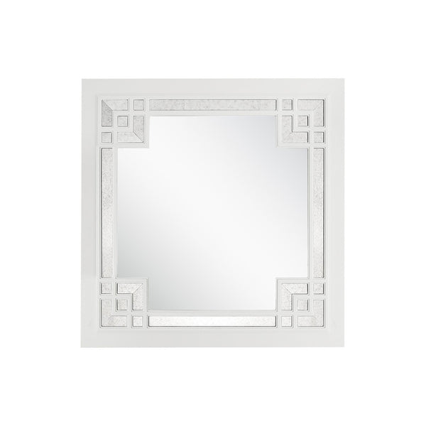 HomeRoots 39" White Square Accent Wood Mirror - Modern Framed Design for Brightening Any Room Aesthetic 403715