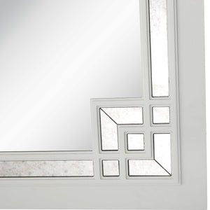 Homeroots 39" White Square Accent Wood Mirror  Glass 403715