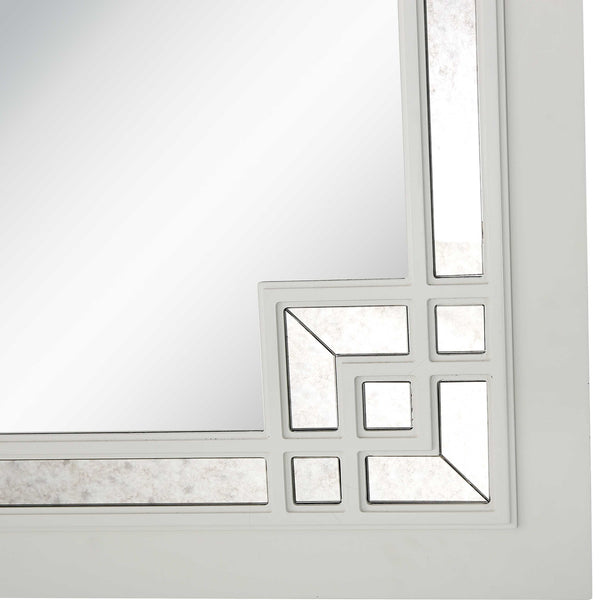 Homeroots 39" White Square Accent Wood Mirror  Glass 403715