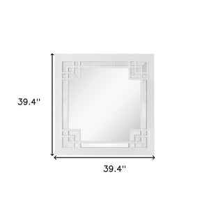 HomeRoots 39" White Square Accent Wood Mirror - Modern Framed Design for Brightening Any Room Aesthetic 403715