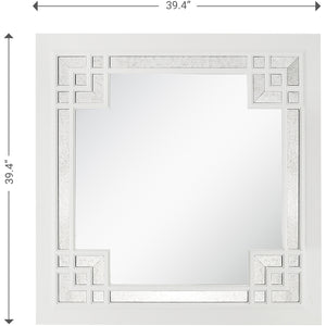 Homeroots 39" White Square Accent Wood Mirror  Glass 403715