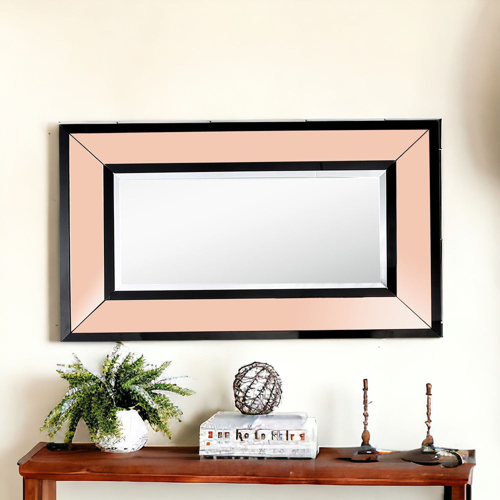Homeroots 26" Rose Gold Wood Framed Accent Mirror  Glass 403716