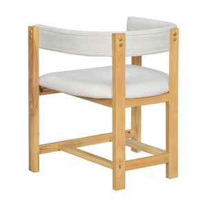 English Elm Dining Arm Chairs Set of 2 Barrel Back Rubberwood Frame with Cushioned Upholstery Beige+Natural N771P243844N
