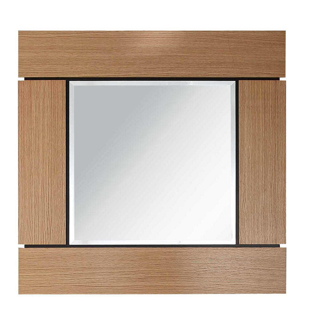 Homeroots 35" Brown Square Accent Wood Mirror  Glass 403718