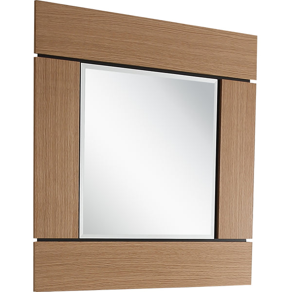 Homeroots 35" Brown Square Accent Wood Mirror  Glass 403718