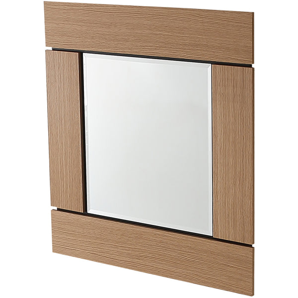 Homeroots 35" Brown Square Accent Wood Mirror  Glass 403718