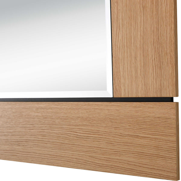 Homeroots 35" Brown Square Accent Wood Mirror  Glass 403718