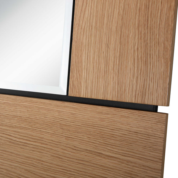 Homeroots 35" Brown Square Accent Wood Mirror  Glass 403718