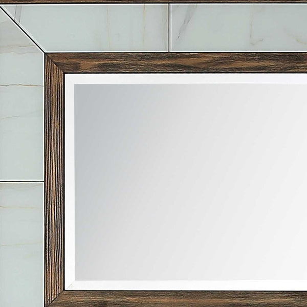 Homeroots 32" Brown Wood Framed Accent Mirror  Glass 403719