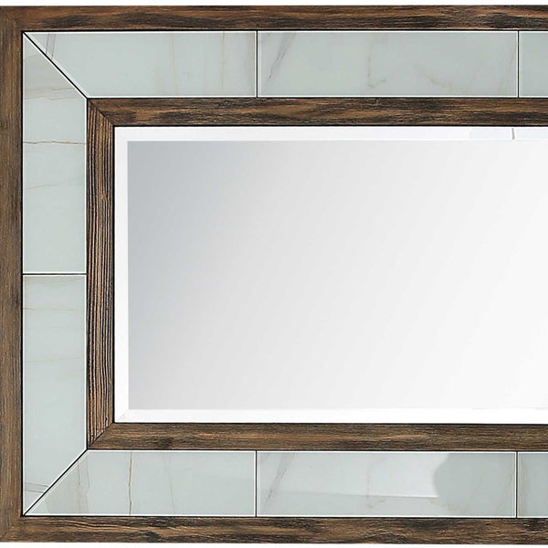 Homeroots 32" Brown Wood Framed Accent Mirror  Glass 403719