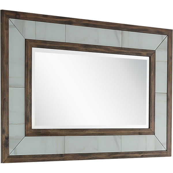 Homeroots 32" Brown Wood Framed Accent Mirror  Glass 403719