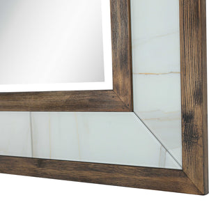 Homeroots 32" Brown Wood Framed Accent Mirror  Glass 403719