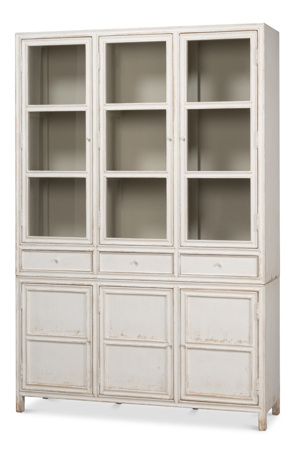 Sarreid Simplicity Bookcase - Versatile Six Removable Shelves In Reclaimed Pine With Antique White Wash Finish White  40372