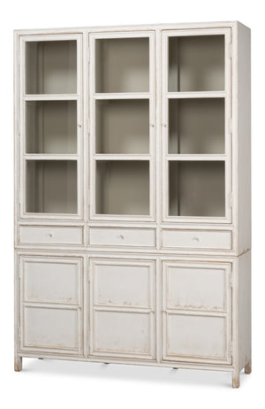 Sarreid Simplicity Bookcase - Versatile Six Removable Shelves In Reclaimed Pine With Antique White Wash Finish White  40372