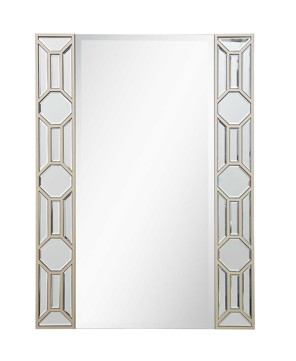 Homeroots 35" Champagne Accent Wood Framed Mirror  Glass 403724