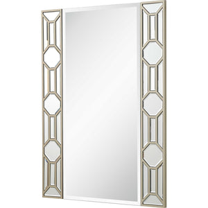 Homeroots 35" Champagne Accent Wood Framed Mirror  Glass 403724