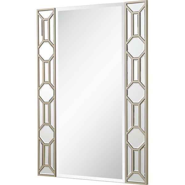Homeroots 35" Champagne Accent Wood Framed Mirror  Glass 403724
