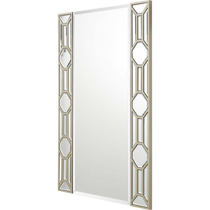 Homeroots 35" Champagne Accent Wood Framed Mirror  Glass 403724