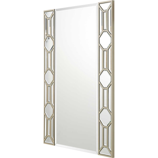 Homeroots 35" Champagne Accent Wood Framed Mirror  Glass 403724