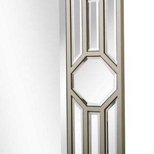 Homeroots 35" Champagne Accent Wood Framed Mirror  Glass 403724