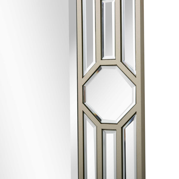 Homeroots 35" Champagne Accent Wood Framed Mirror  Glass 403724