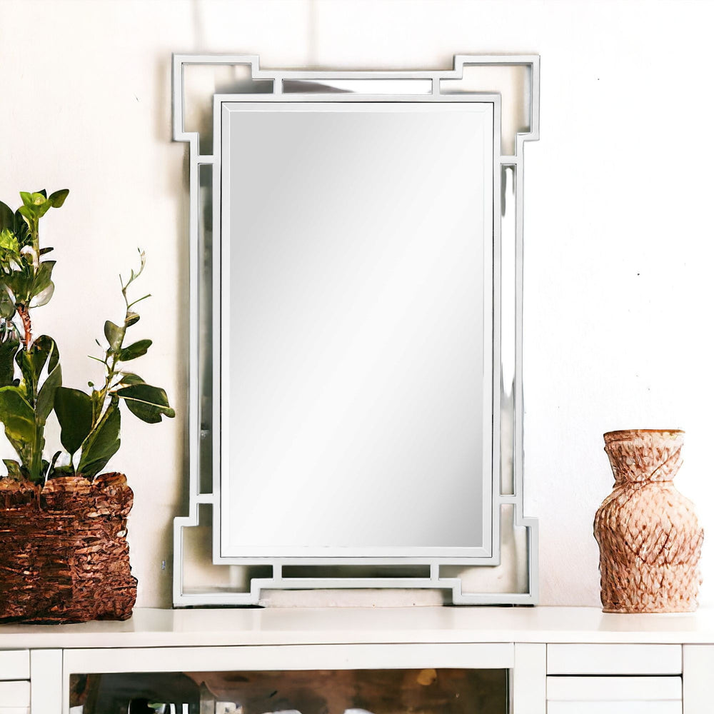 Homeroots 42" Silver Accent Wood Mirror  Glass 403726