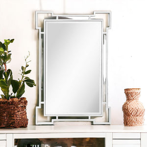 Homeroots 42" Silver Accent Wood Mirror  Glass 403726