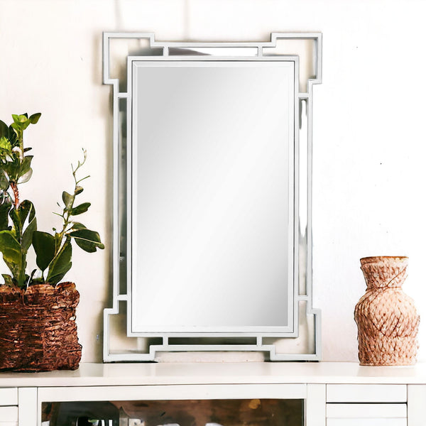 Homeroots 42" Silver Accent Wood Mirror  Glass 403726